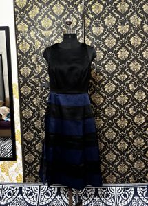 Chic Black & Blue Striped Dress