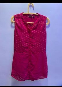 Stylish Pink Kurta with White Polka Dots