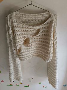 Cream Crochet Crop Top