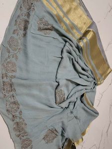 Elegant Saree with Golden Accents