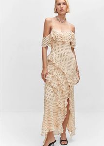 Chic Polka Dot Ruffle Maxi Dress