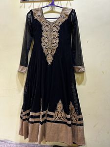 Elegant Black & Gold Anarkali Dress