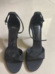 MNG Black Embellished Heels(used only once)