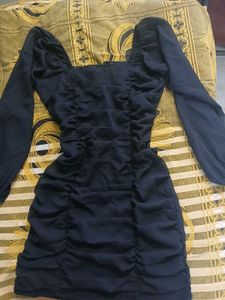 Black Ruched Mini Dress