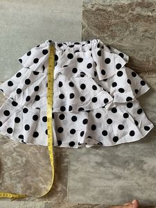 White Polka Dot Ruffle Skirt