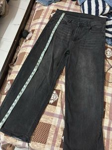 Grey Wide Leg Denim Jeans