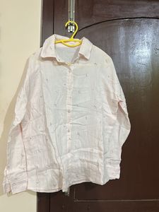 Light Pink Printed Button-Up Shirt