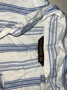 Blue and White Striped Tie-Up Top