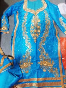 Cotton heavy embroidery and Stone