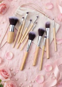 Super Soft Bristles Bamboo Makeup Brush Set with P