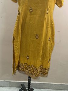 Yellow Embroidered Kurta