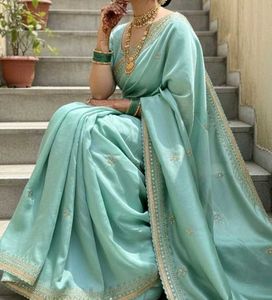 Sea Green Saree with Delicate Lace