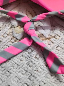 Pink &amp; Grey Chevron Bikini Top