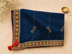 Elegant Blue Saree with Embroidered Border