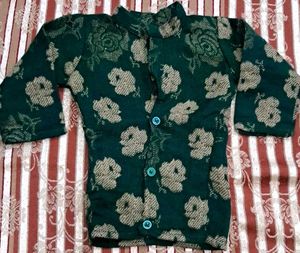Green Floral Print woollen kurta