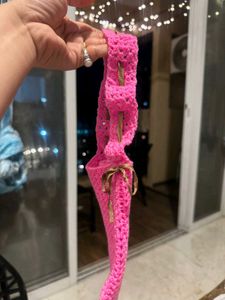 Chic Pink Crochet Handbag