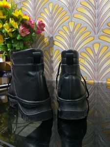 Stylish Black Platform Lace-Up Boots