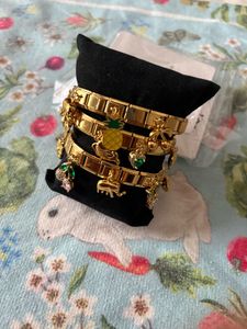 Gold Charm Bracelet with Elephant &amp; Pineapple
