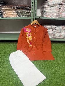 Embroidered Rust Co-Ord Set