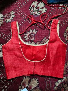 3 Indian Ethnic Blouses - Red, Peach, Grey