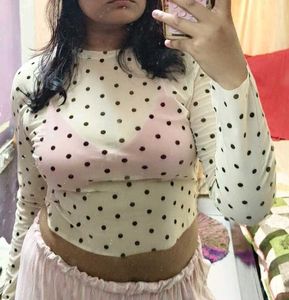 Polka Dot Sheer Mesh Top