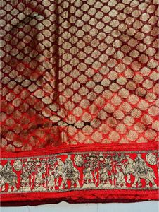 Elegant Cream &amp; Red Silk Saree