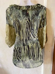 Boho Ruffle Zebra Print Top