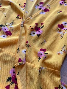 H&amp;M Yellow Floral Wrap Dress