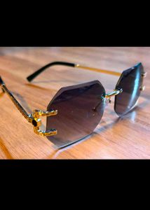 Glamorous Faceted Rimless Sunglasses