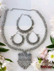 Oxidised Silver Necklace & Earring Set