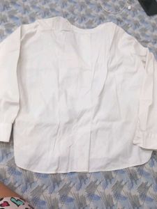 Classic White V-Neck Button-Up Top
