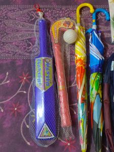2-Umbrella,1-hockey,1-cricket,1-bag,1-bath Tub