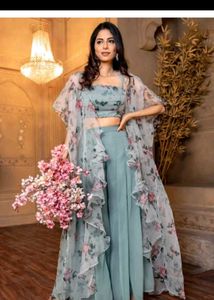 Floral Print Palazzo Suit with Shrug