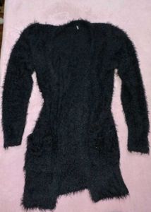 Furry Black Cardigan