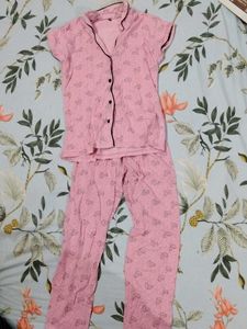 Pink Heart Print Pajama Top