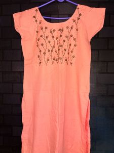 Peach Embroidered Kurta set