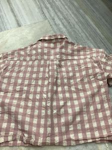 Oversized Pink Checkered Long Sleeve Shirt