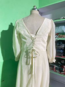 Elegant Cream V-Neck Maxi Dress