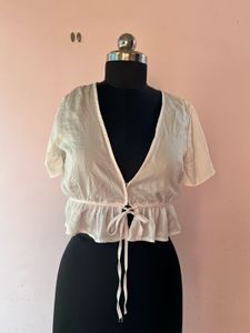 White Tie-Front Top