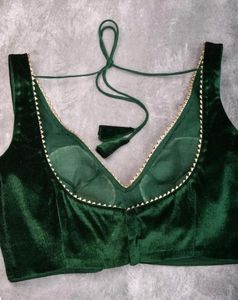 velvet deep neck blouse padded