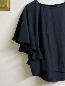 Chic Black Ruffle Sleeve Top