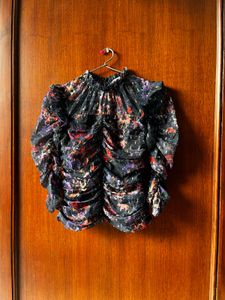 Chic Ruched Floral Blouse