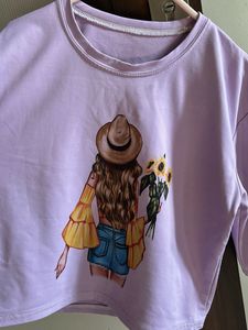 Lavender Graphic Print Crop Top