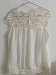 Korean White Blousson Top