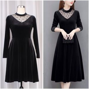 Korean Autumn Velvet Dress