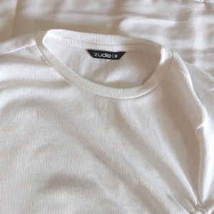 White Ruched Side T-Shirt
