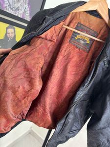 Men's Black Leather Bomber Jacket