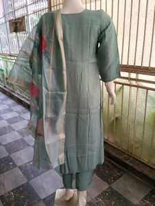 Silk Kurti Pant Dupatta Set