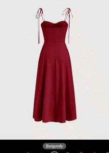 Maroon Spaghetti Strap Midi Dress