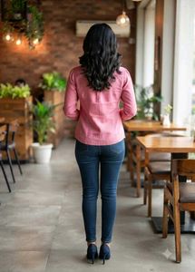 Pink Button-Up Long Sleeve Shirt